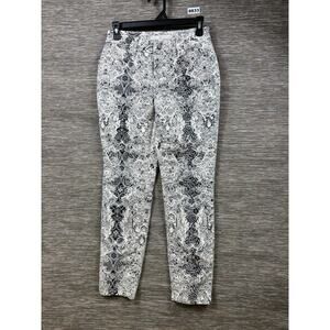 Boston Proper Dress Pants Womens Size 2 Gray Paisley Slim Tapered Stretch Twill